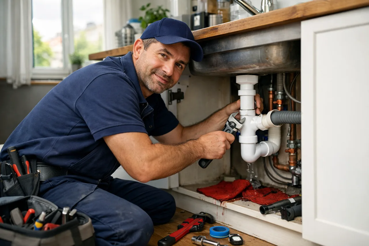 Intervention plombier à Bezons : artisan au travail
